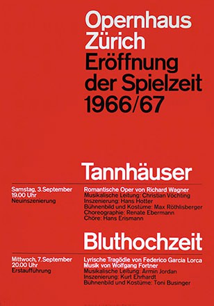 Müller-Brockmann Atelier - Eröffnung der Spielzeit - Opernhaus Zürich