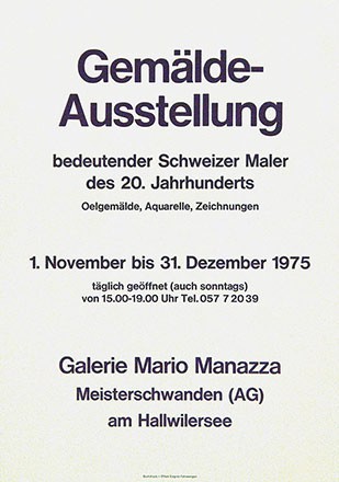 Anonym - Gemälde-Ausstellung bedeutender Schweizer Maler de